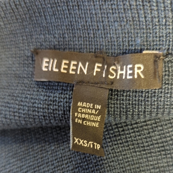 01508 Eileen Fisher Mock Neck Knit Sweater Teal Size XXS - Picture 4 of 6